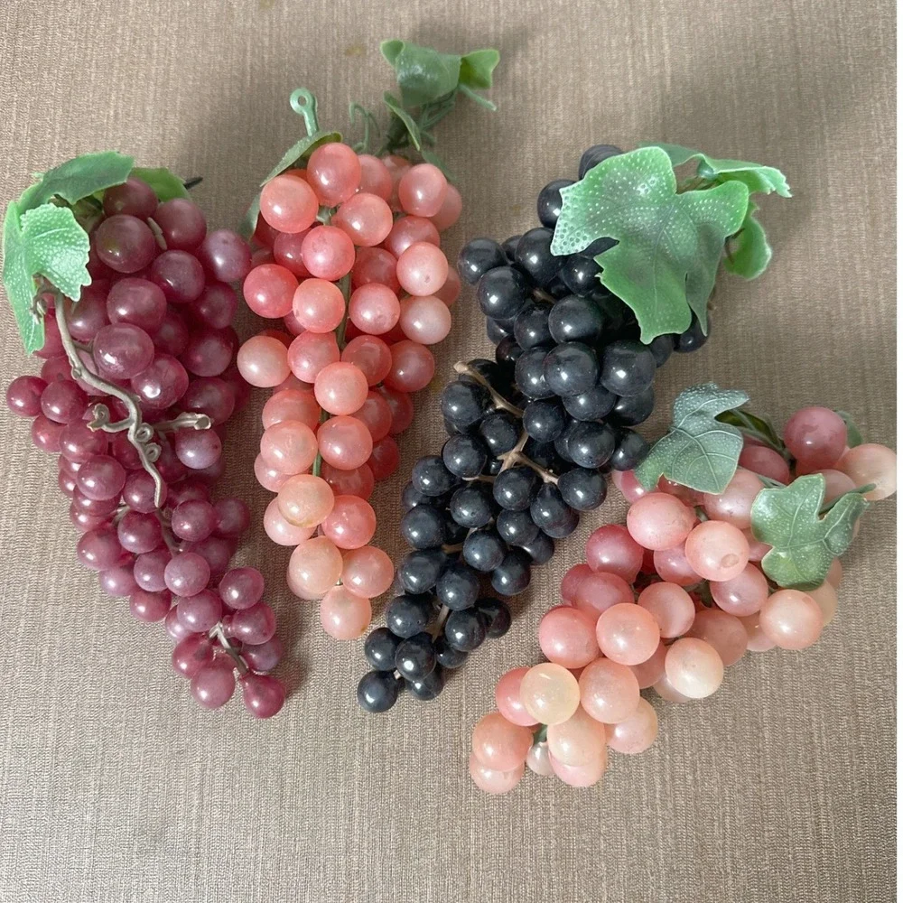 Vintage MCM Rubber Grape Lot of 4 Faux Fruit Lucite Style Retro Whimsigoth Decor